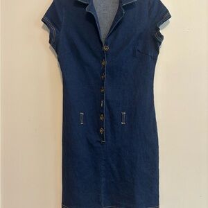 Y2K Short Sleeve Denim Button-Up Mini Dress
